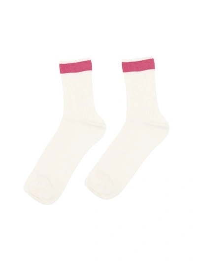 Shop Valentino Bicolor Socks In Shadow Pink (white)