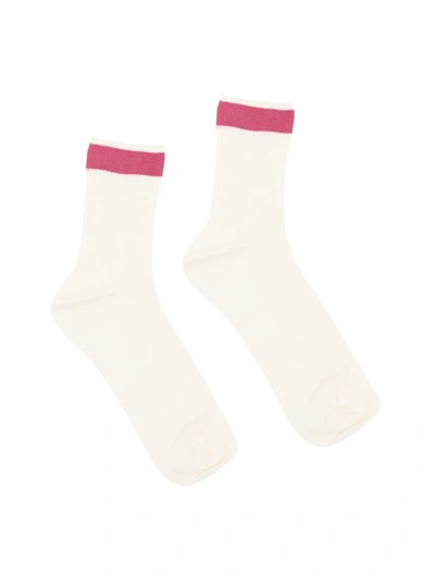 Shop Valentino Bicolor Socks In Shadow Pink (white)