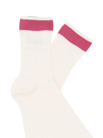 Shop Valentino Bicolor Socks In Shadow Pink (white)