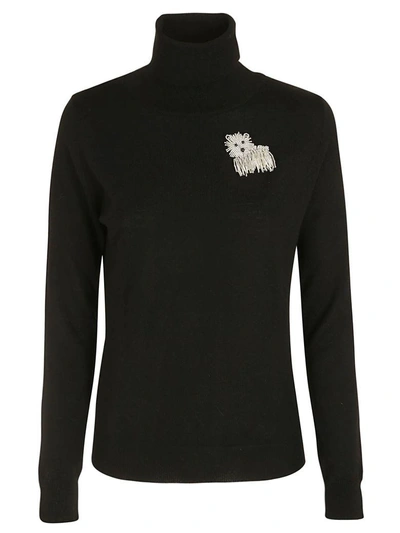 Shop Boutique Moschino Embroidered Sweater In Black