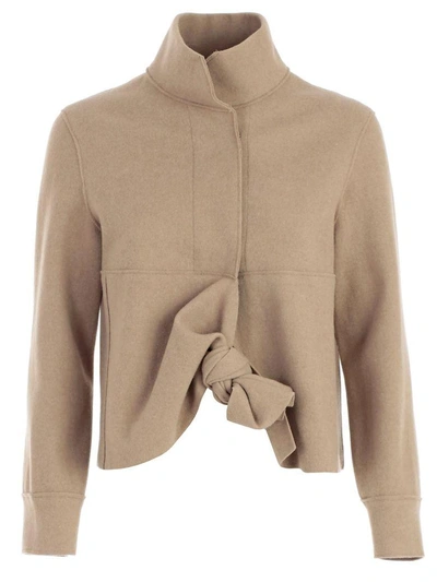 Shop Hache High Collar Jacket In Camel