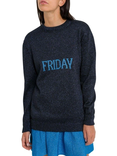 Shop Alberta Ferretti Long-line Rainbow Week Pullover In Nero