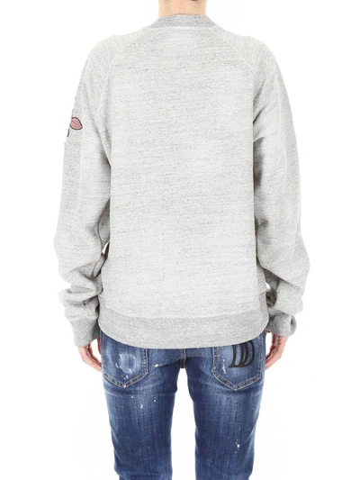 Shop Dsquared2 Logo Flowers Sweatshirt In Grey Melange|grigio