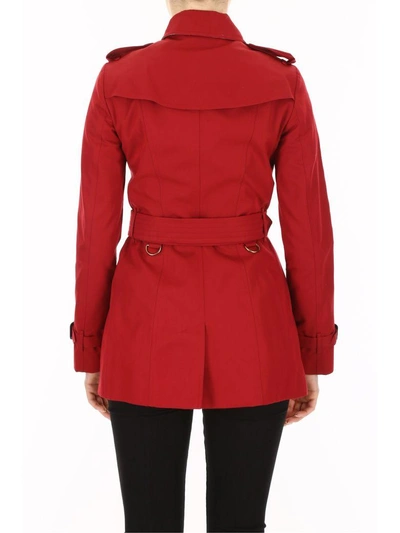 Shop Burberry Short Sandringham Trench Coat In Parade Red