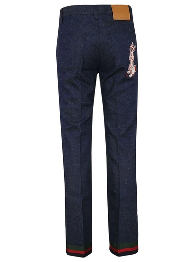 Shop Gucci Bunny Patch Jeans In Dark Blue