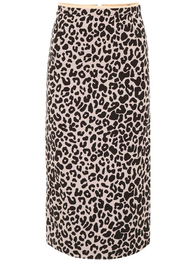 Shop N°21 Leopard Printed Midi Skirt In Nude Black (pink)