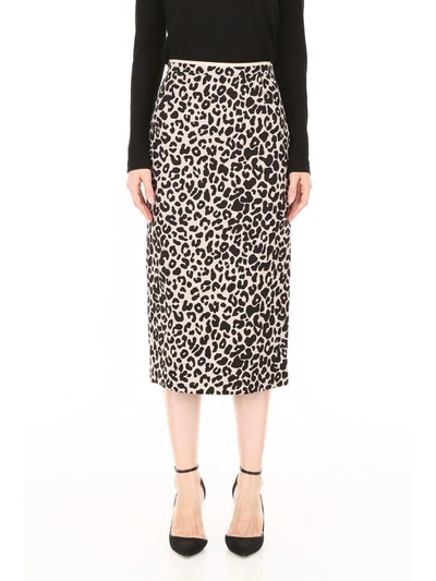 Shop N°21 Leopard Printed Midi Skirt In Nude Black (pink)