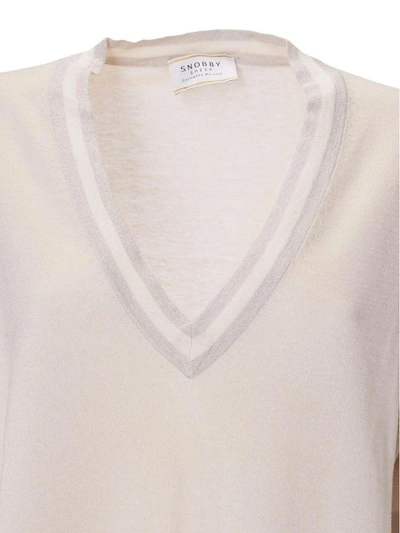 Shop Snobby Sheep Deep V-neck Sweater In Beige