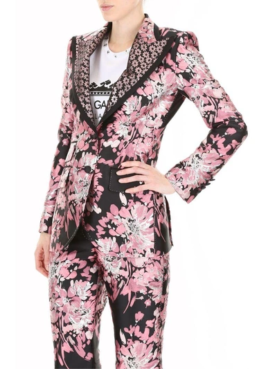 Shop Dolce & Gabbana Floral Brocade Jacket In Jaquard|nero