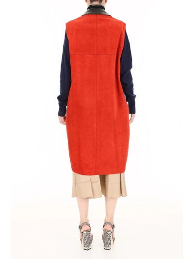 Shop Marni Patchwork Vest In Hot Red + Barkmarrone