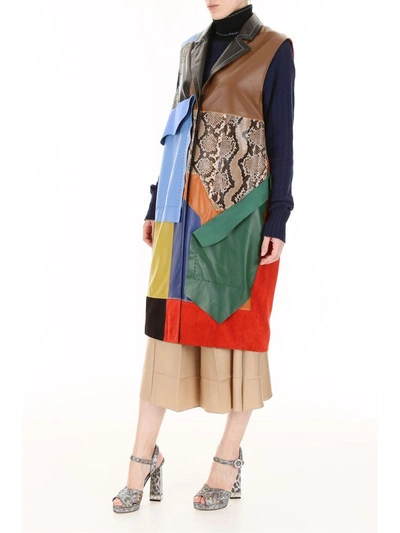 Shop Marni Patchwork Vest In Hot Red + Barkmarrone