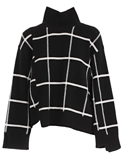 Shop Mrz Checked Knit Sweater In Black White
