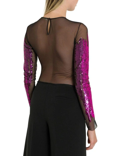 Shop Amen Bodysuit With Sequins Embroidery In Fucsia