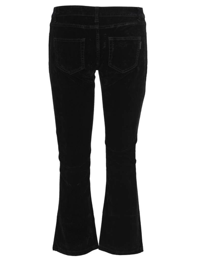 Shop Saint Laurent Pantalone Velluto Crop In Black