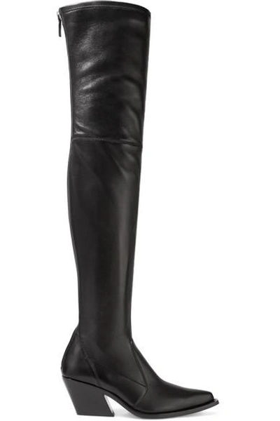 Shop Givenchy Leather Over-the-knee Sock Boots In Black