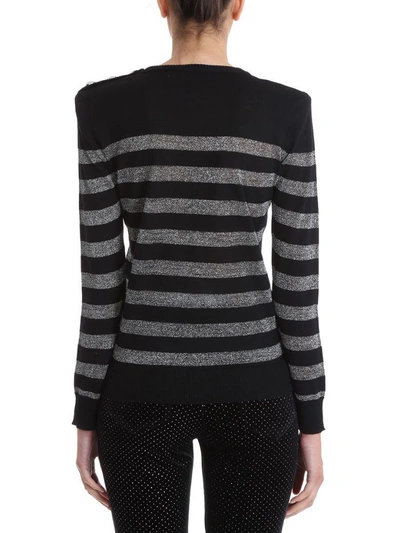 Shop Balmain Nautical Knit Sweater In Black
