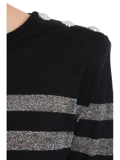 Shop Balmain Nautical Knit Sweater In Black