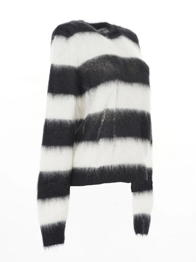 Shop Saint Laurent Striped Sweater In Noir-naturel