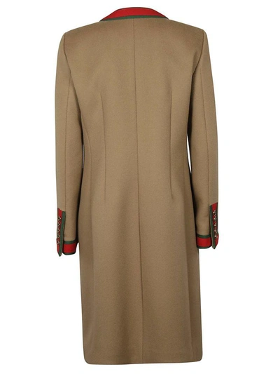 Shop Gucci Web Stripe Coat In Camel