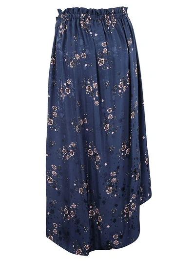 Shop Kenzo Asymmetric Floral Skirt In Blue Marine