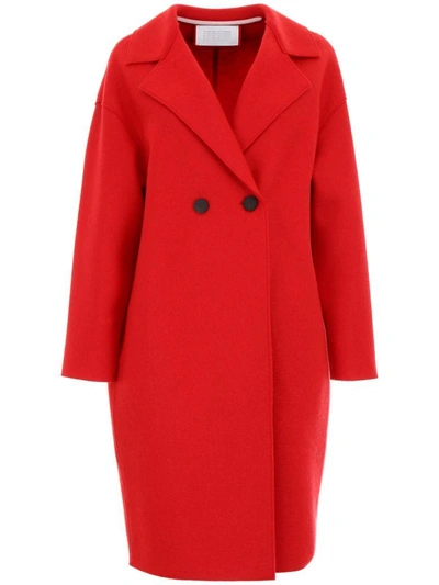 Shop Harris Wharf London Double-breasted Coat In Red