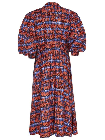 Shop Msgm Printed Dress In Rosso/blu