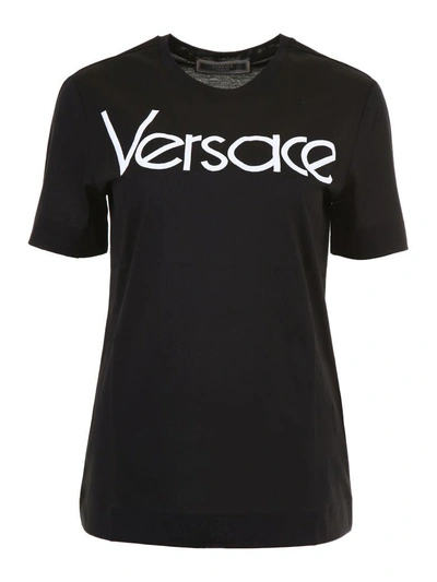 Shop Versace Vintage Logo Embroidery T-shirt In Nero Bianco