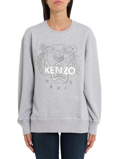 Shop Kenzo Silver Tiger Sweatshirt In Grigio