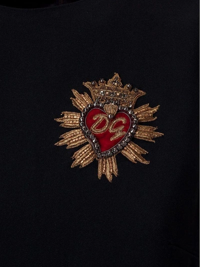 Shop Dolce & Gabbana Embroidered Emblem Shift Dress In Nero