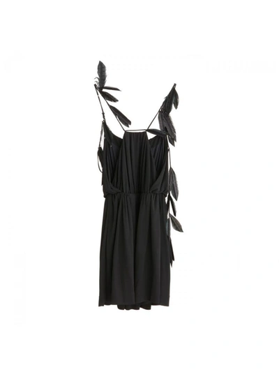 Shop Saint Laurent Feather Trip Strappy Dress In Noir