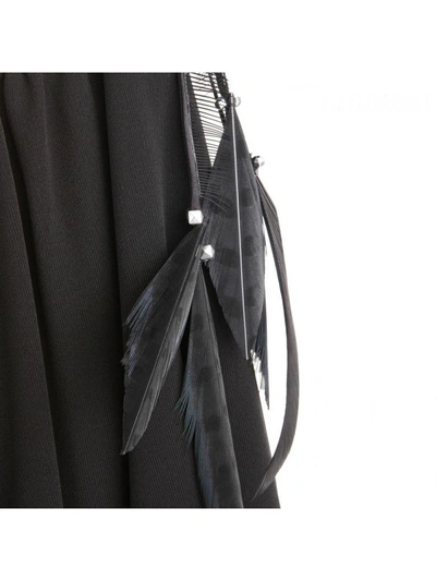 Shop Saint Laurent Feather Trip Strappy Dress In Noir