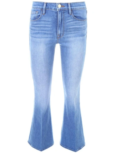 Shop Frame Le Crop Flare Jeans In Opus (blue)