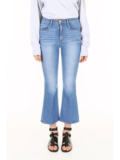 Shop Frame Le Crop Flare Jeans In Opus (blue)