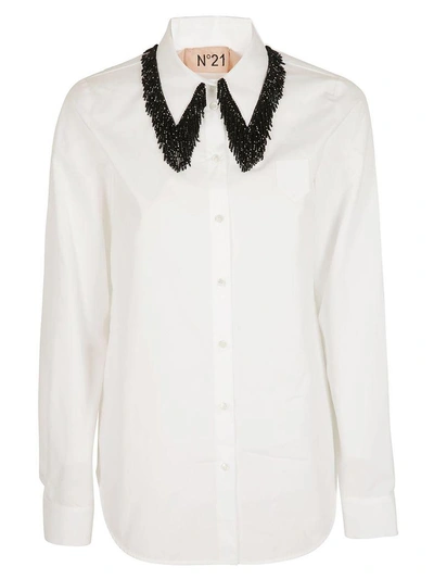 Shop N°21 Fringed Collar Shirt In White