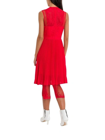 Shop Three Floor Lace Pleated Midi Dress In Rosso