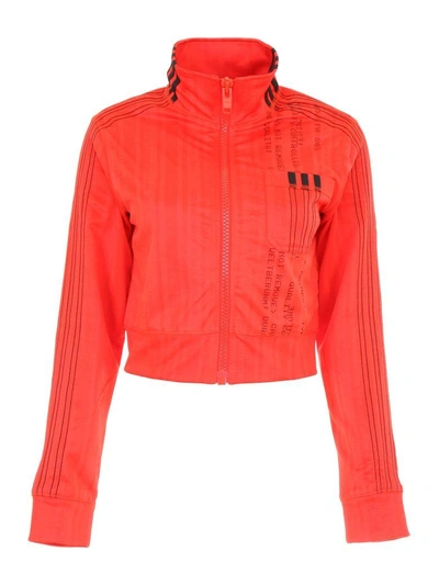 Shop Adidas Originals By Alexander Wang Cropped Track Jacket In Corred Black (red)