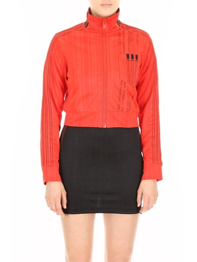 Shop Adidas Originals By Alexander Wang Cropped Track Jacket In Corred Black (red)