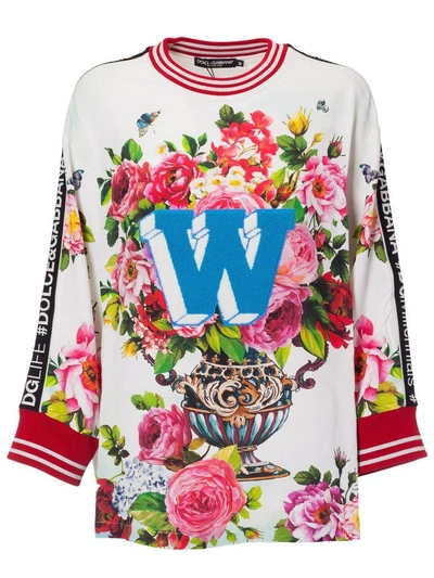 Shop Dolce & Gabbana W Sweatshirt In Vaso Fiori F Azzurro