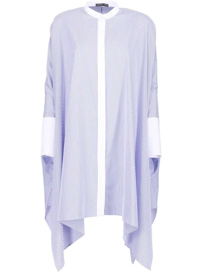 Shop Alexander Mcqueen Striped Cotton Oversized Shirt In White Blue