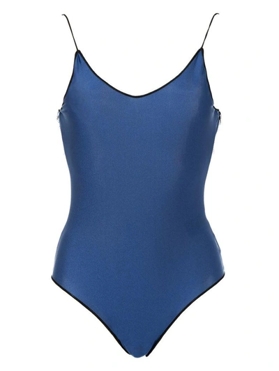 Shop Oseree Travaillé Laced Swimsuit In Blue