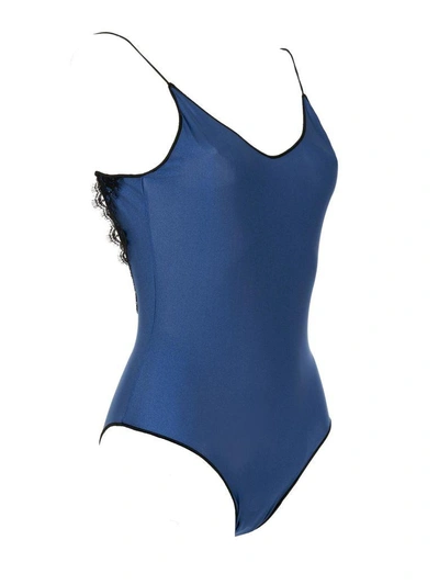Shop Oseree Travaillé Laced Swimsuit In Blue