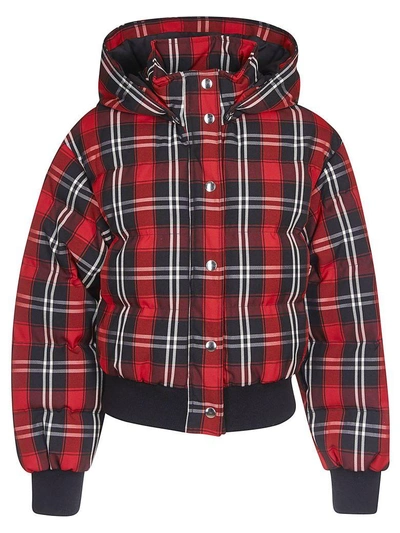 Shop Msgm Check Bomber In Rosso
