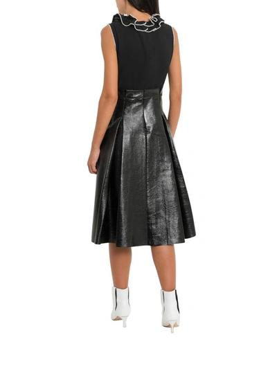 Shop Three Floor Midi Dress With Pleated Skirt In Nero