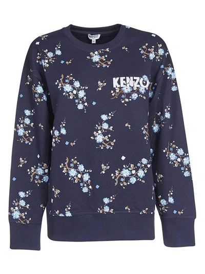 Shop Kenzo Cheongsam Flower Sweatshirt In Blu