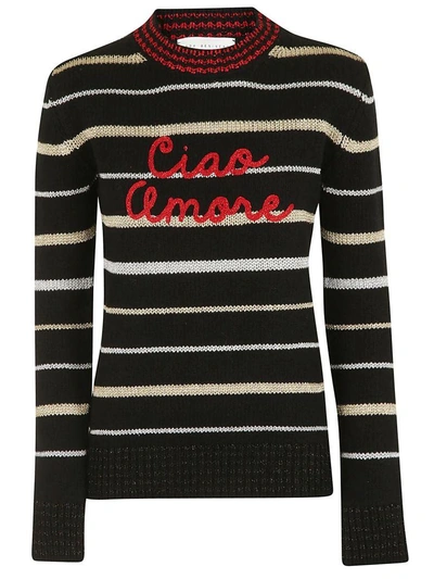 Shop Giada Benincasa Embroidered Logo Sweater In Black