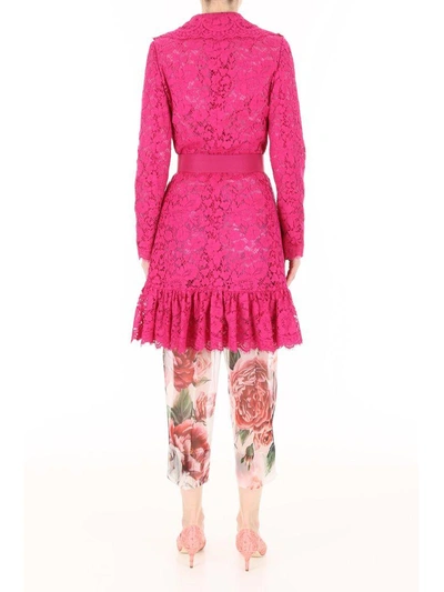 Shop Dolce & Gabbana Cordonetto Lace Coat In Rosa Shocking