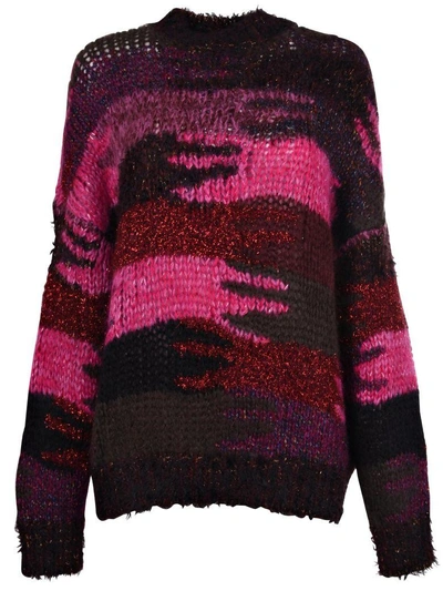 Shop Saint Laurent Camouflage Jacquard Jumper In Camaieu Fuschia