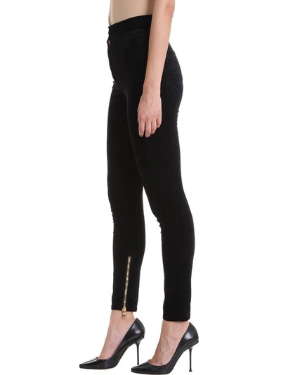 Shop Balmain Slim-fit Black Velvet Pants