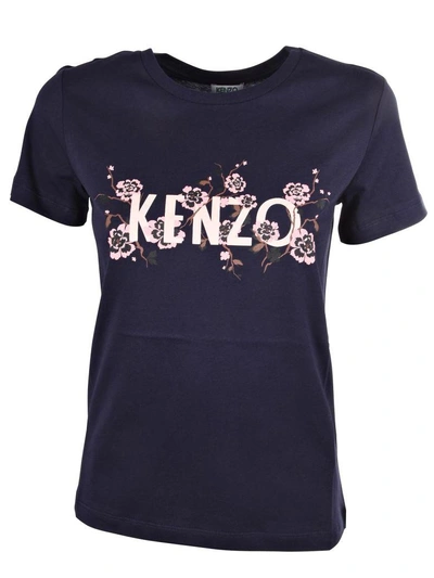 Shop Kenzo Floral T-shirt In Bleu Marine