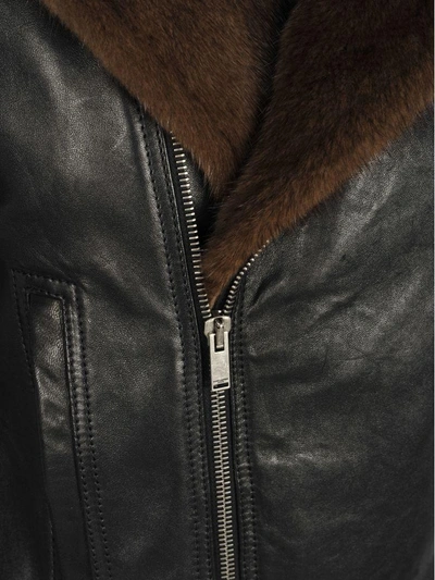 Shop Saint Laurent Perfecto Biker Leather Neck Mink In Black